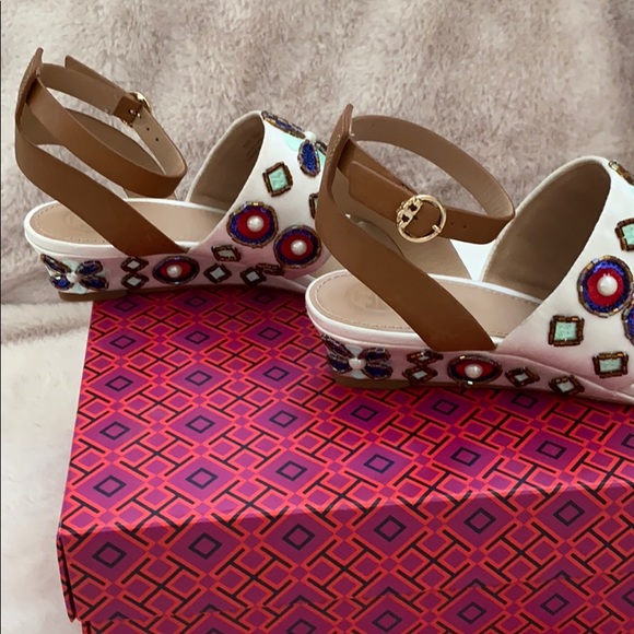 NWT Tory Burch Estella embellished short heel sandals - Picture 4 of 7